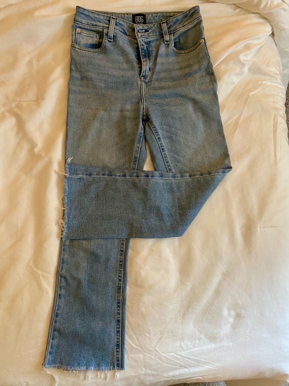 BDG Women’s Kick Flare Light Blue High-Rise Cropped Jeans
